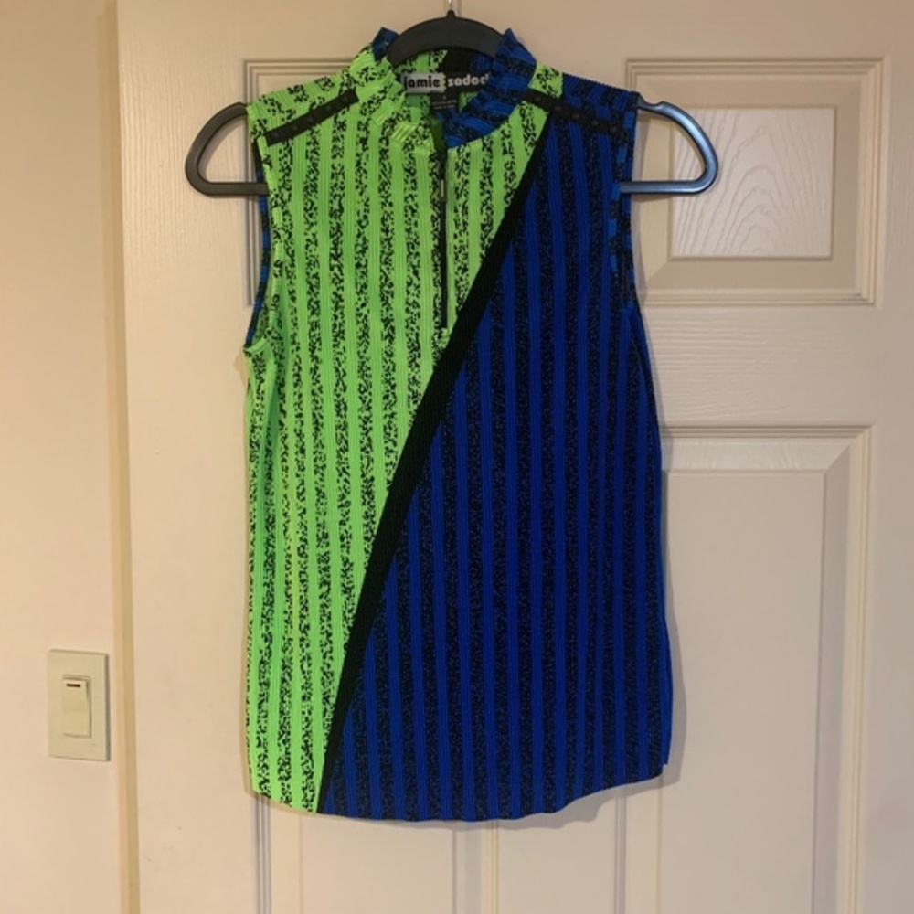Jamie Sadock Blue/Green/Black Sleeveless Golf Top sz S